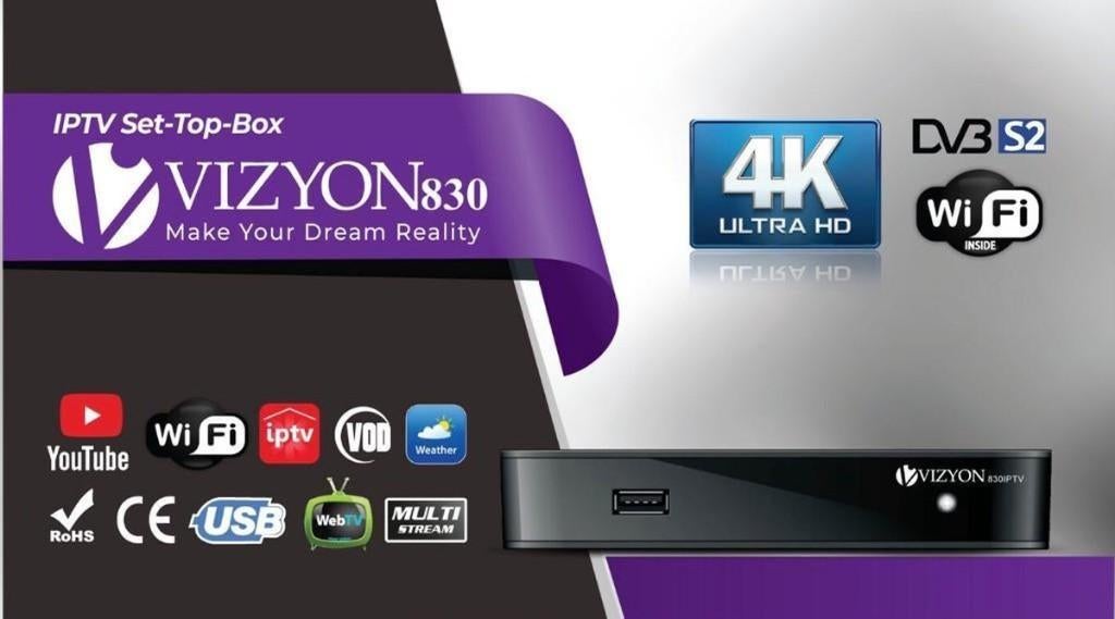 VIZYON 830 IPTV SET TOP BOX MEDIA PLAYER, TV, Hi-fi & Vidéo, Lecteurs multimédias, Comme neuf, HDMI, USB 2.0, Enlèvement