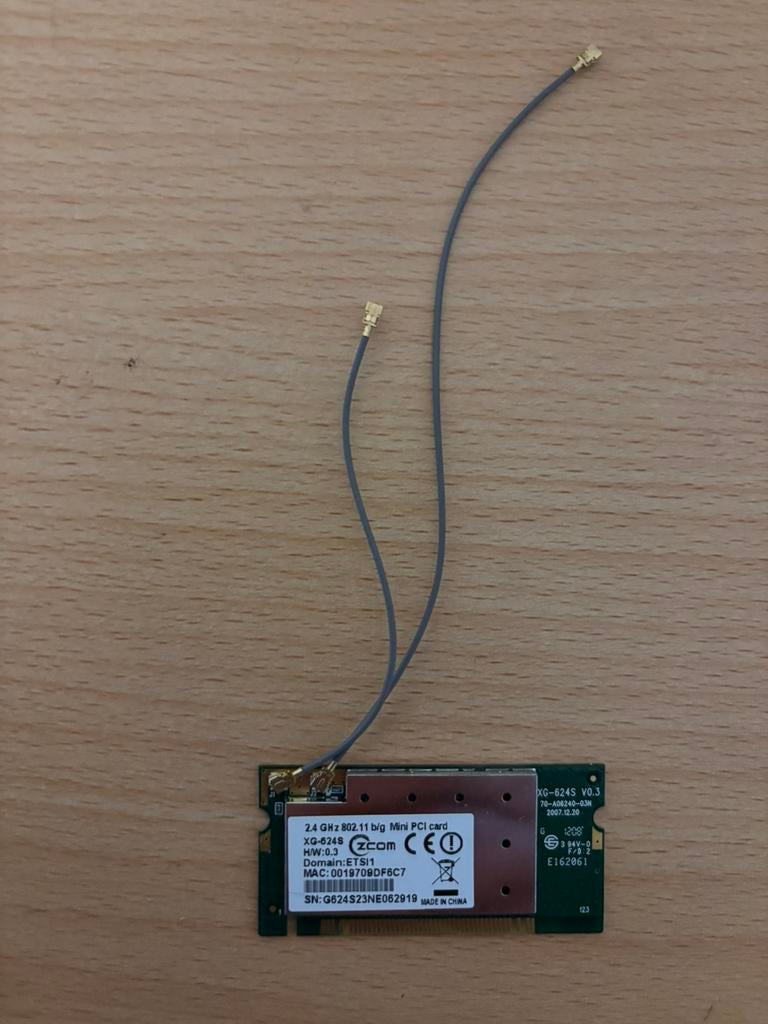 Z-com XG-624s 2,4 GHz 802.11 b/g mini-PCI-kaart, Ophalen of Verzenden, Zo goed als nieuw