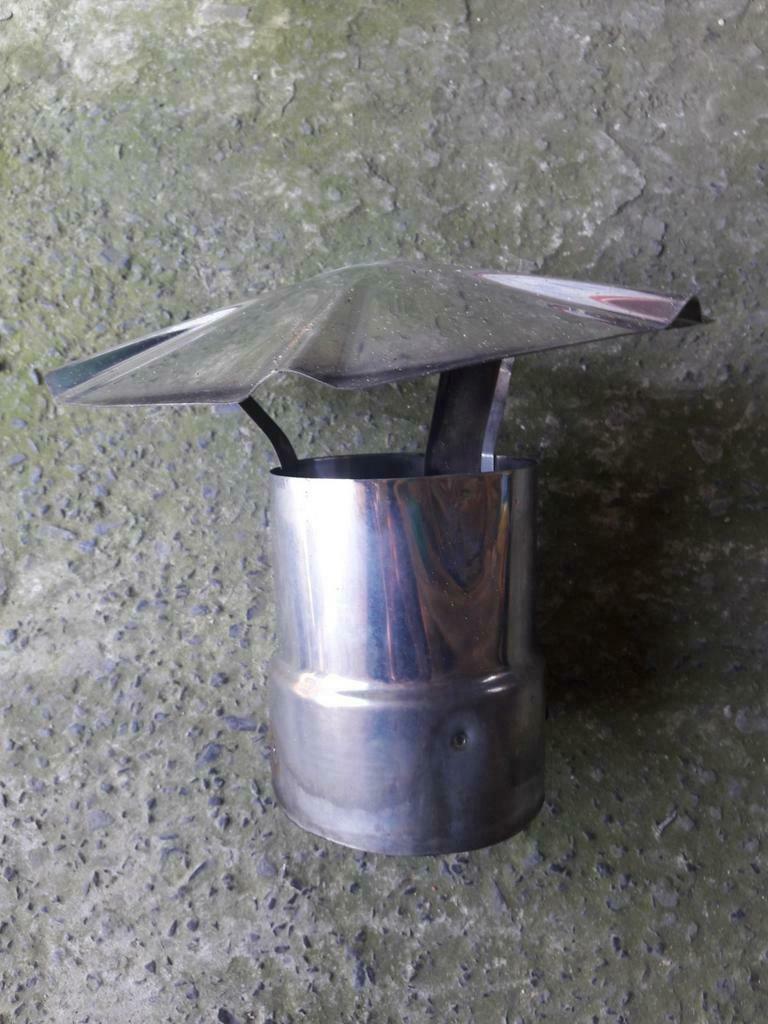 Chapeau de cheminée en inox , base de 13,6cms, Enlèvement ou Envoi, Utilisé
