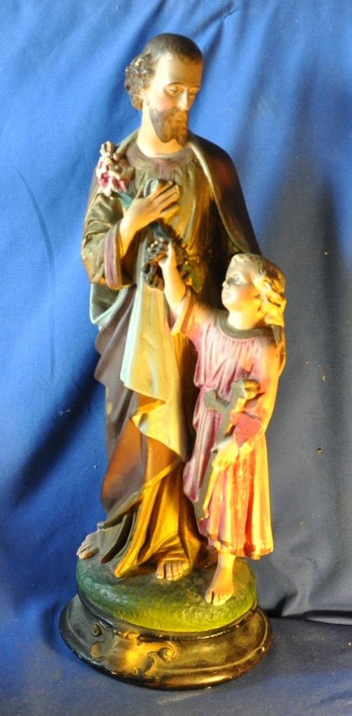 grande statue saint joseph a l'enfant en platre 45 cm, Enlèvement ou Envoi