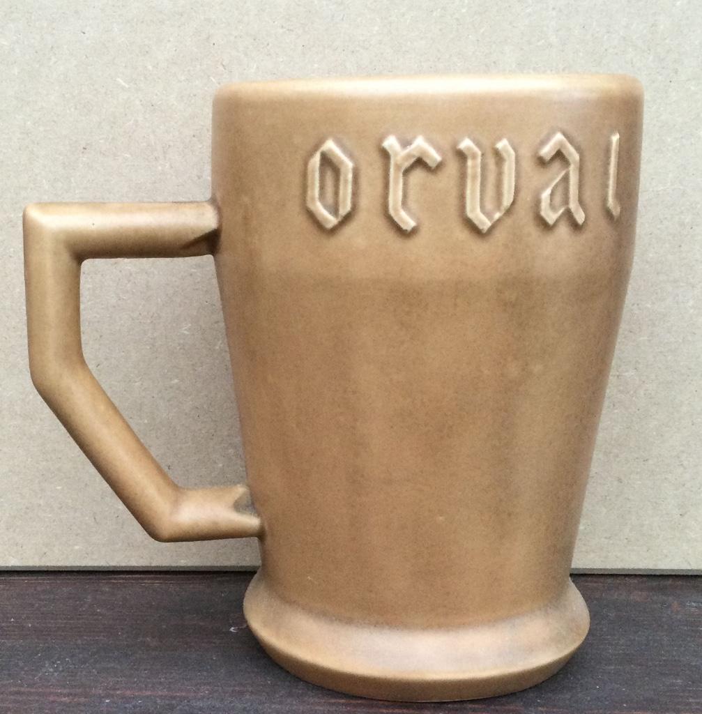 Bier stenen kroes Orval kroes beige, Verzamelen, Ophalen of Verzenden, Zo goed als nieuw