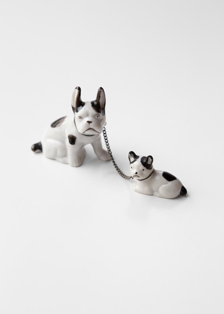 Vintage handgeschilderde Franse bulldogs, Ophalen of Verzenden