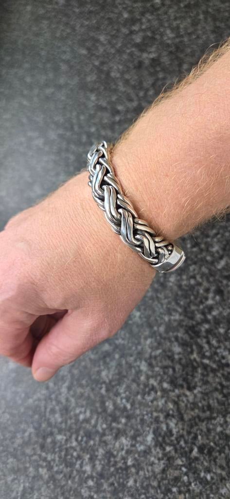 Vol zilver zware armband, Handtassen en Accessoires, Armbanden, Ophalen of Verzenden, Zo goed als nieuw, Zilver, Zilver