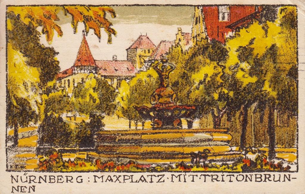 1922 - ALLEMAGNE - Nuremberg : Maxplatz mit Tritonbrunnen, Envoi, 1920 à 1940, Affranchie, Allemagne