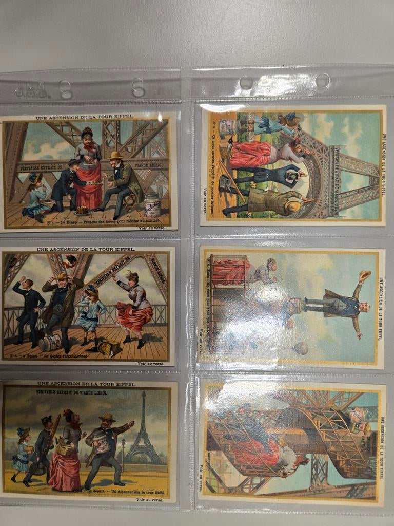 Liebig S255 volledige set une ascension de la tour eiffel, Verzamelen, Ophalen of Verzenden, Voor 1940, Gebruikt, Prent