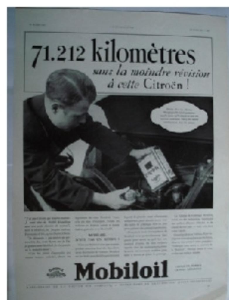Citroën Traction Avant Mobiloil 1936 Publicité, Verzenden, Zo goed als nieuw, L'Illustration, Citroën