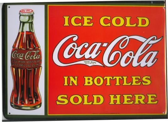 Coca Cola metalen bord Ice cold Coca-Cola bottles sold here, Ophalen of Verzenden, Nieuw