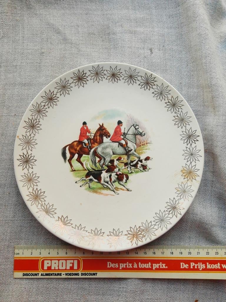 Oud bord met jachttafereel, Antiek en Kunst, Ophalen of Verzenden