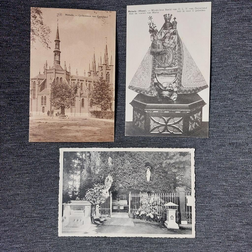 3 oude postkaarten van Melsele, Verzamelen, Ophalen of Verzenden