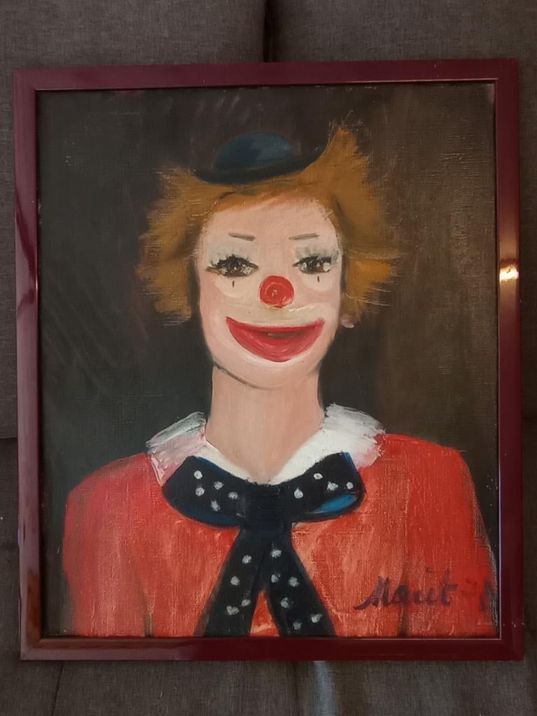 Schilderij clown op doek, Antiek en Kunst, Ophalen