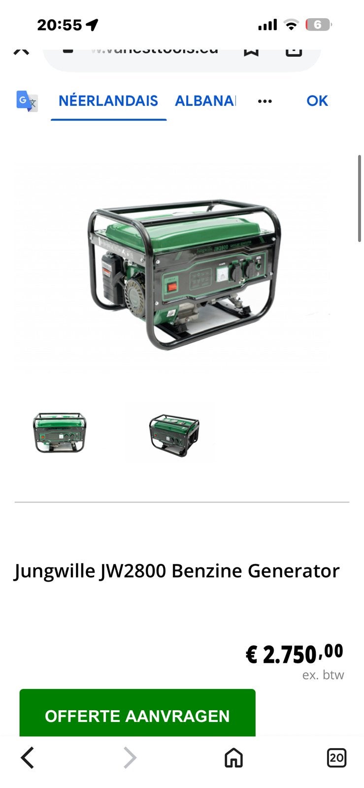 Groupe électrogène Jungwille JW 2800 – Neuf, Enlèvement, Comme neuf