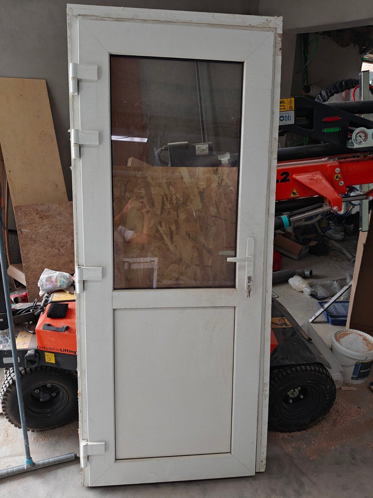 PVC buitendeur 208  87 cm – Dubbel glas – Wit – Goede staat, 80 tot 100 cm, Ophalen of Verzenden, Glas, 200 tot 215 cm