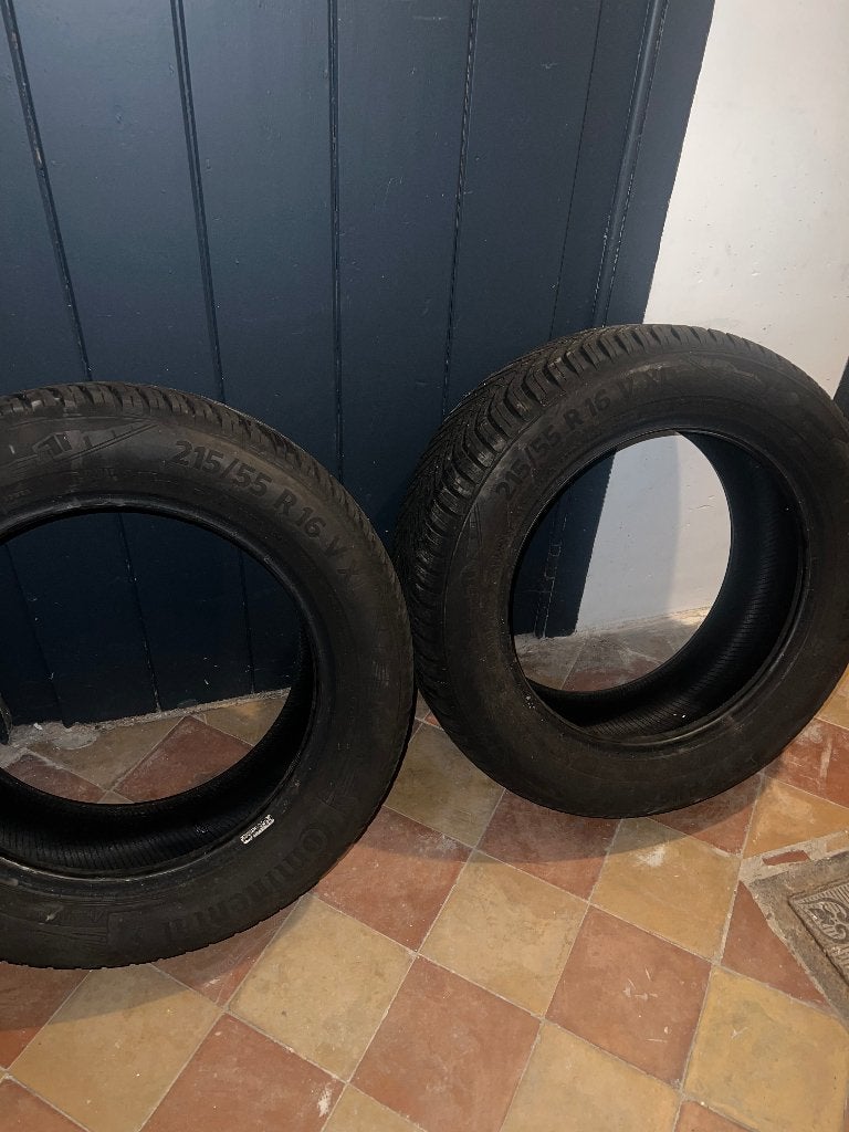 2x pneu hiver continental 215/55 R16 V XL, 16 pouces, Pneu(s), Enlèvement, Utilisé