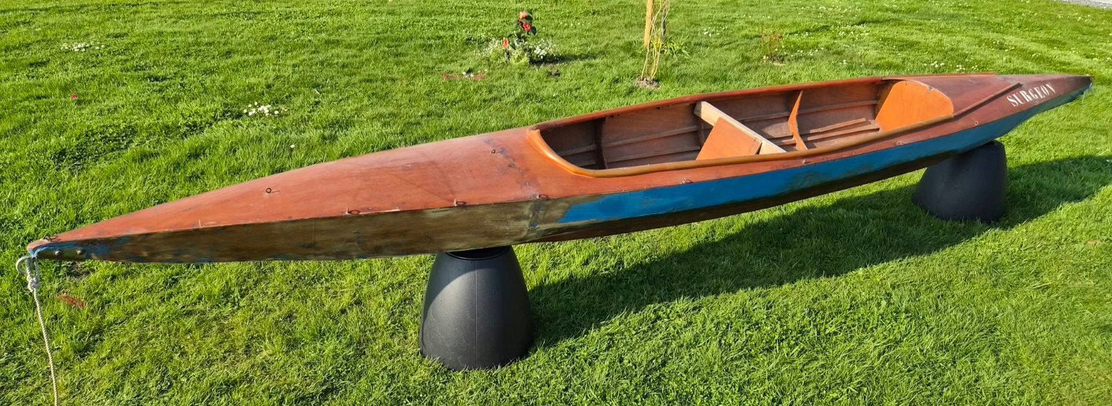 ​Magnifique canoë-kayak vintage en bois  + Pagaie, Watersport en Boten, Ophalen, Gebruikt, Kajak, Met peddels