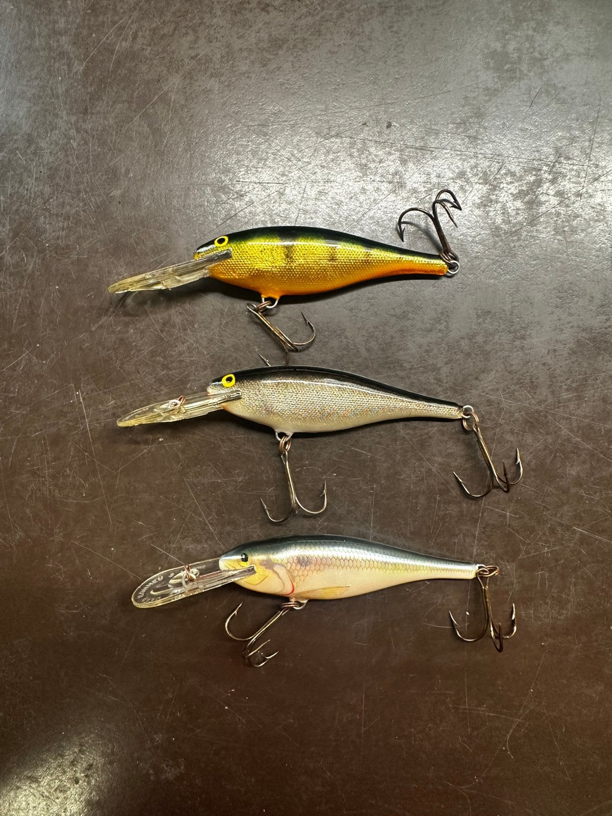 3x Rapala Deep Diving Shad Rap 9cm te koop., Enlèvement, Comme neuf