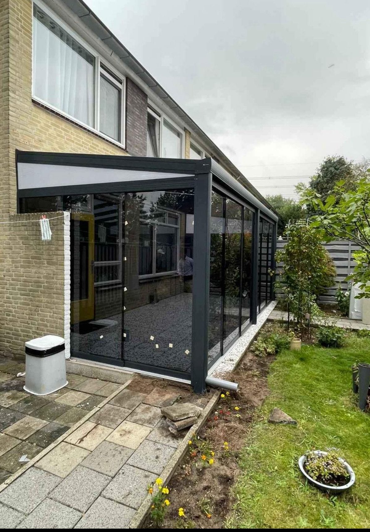 Stijlvol buitenleven verandaglazen schuifdeuren overlaping, Ophalen of Verzenden, Zo goed als nieuw, Veranda