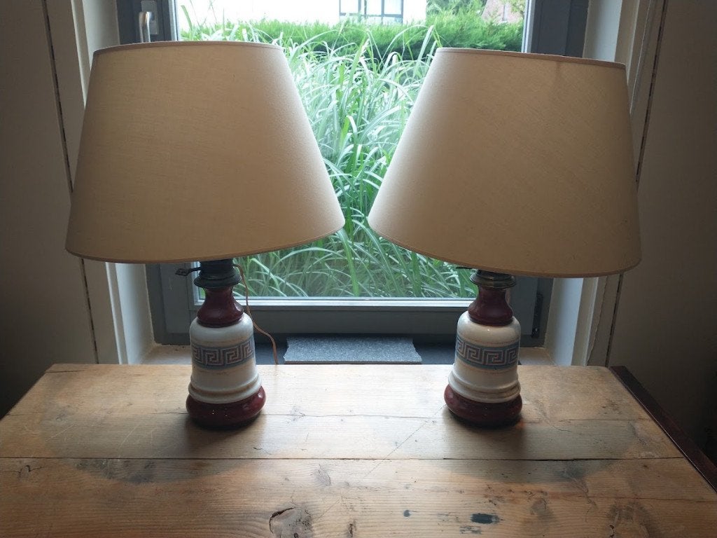 Lot de 2 lampes ancienne-Set van 2 antieke lampen, Antiquités & Art, Enlèvement