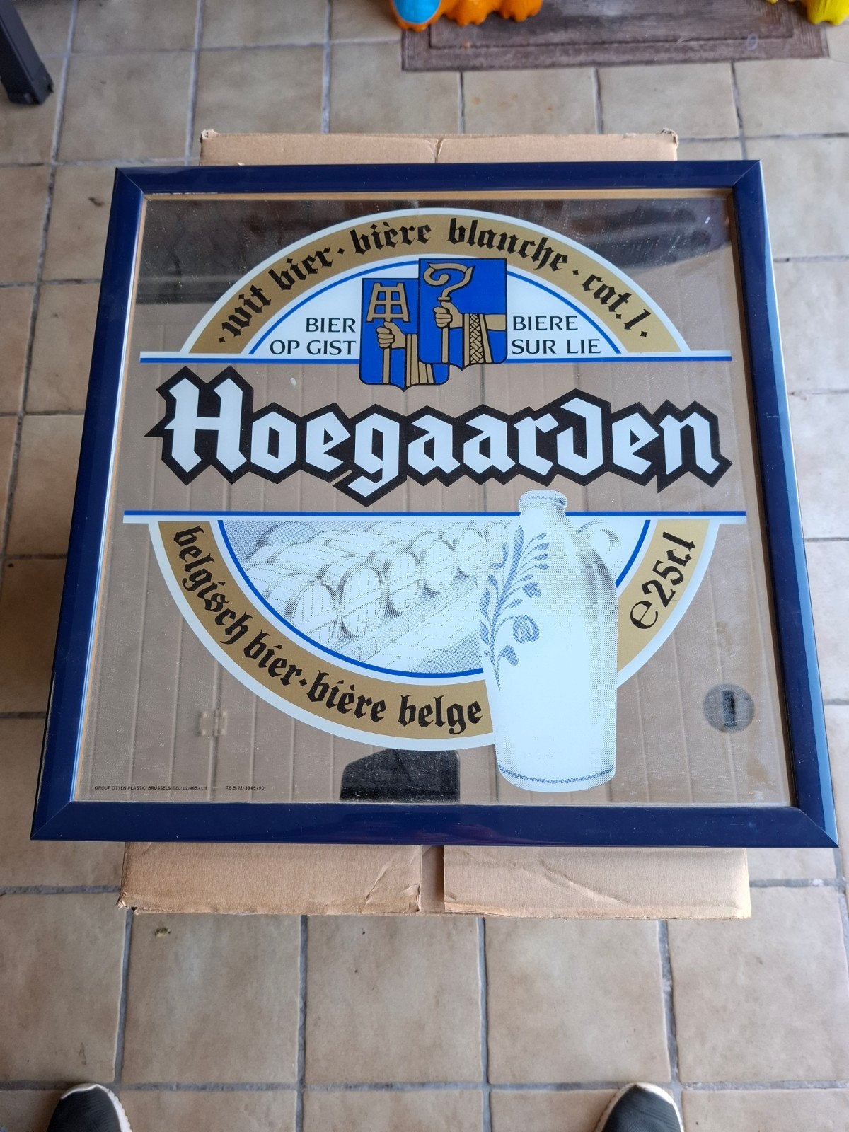 spiegel hoegaarden, Verzamelen, Ophalen, Gebruikt, Reclamebord, Plaat of Schild