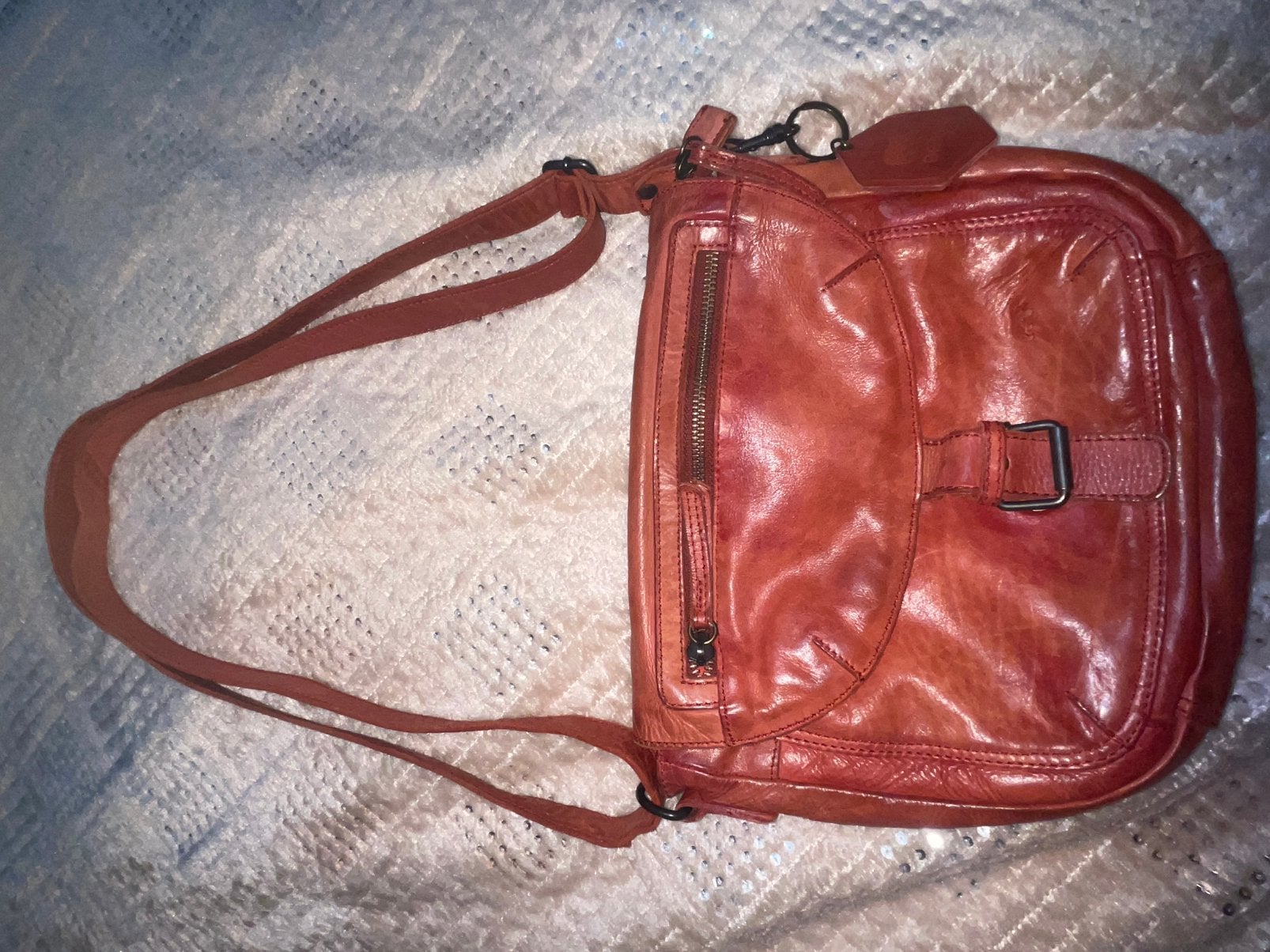 Bear Design crossbody tas – echt leer, roestbruin/cognac, Ophalen, Zo goed als nieuw