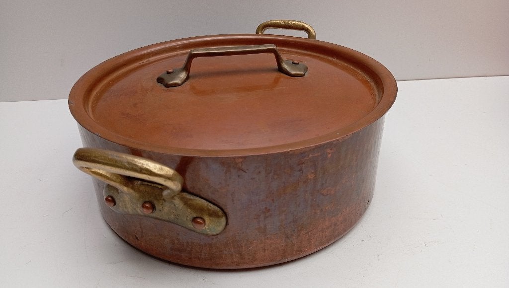 POÊLE À FRIRE CUIVRE 7,5 KILOS FABRIQUÉE EN FRANCE (MAUVIEL), Enlèvement ou Envoi, Utilisé, Autres matériaux, Poêle à frire ou Sauteuse
