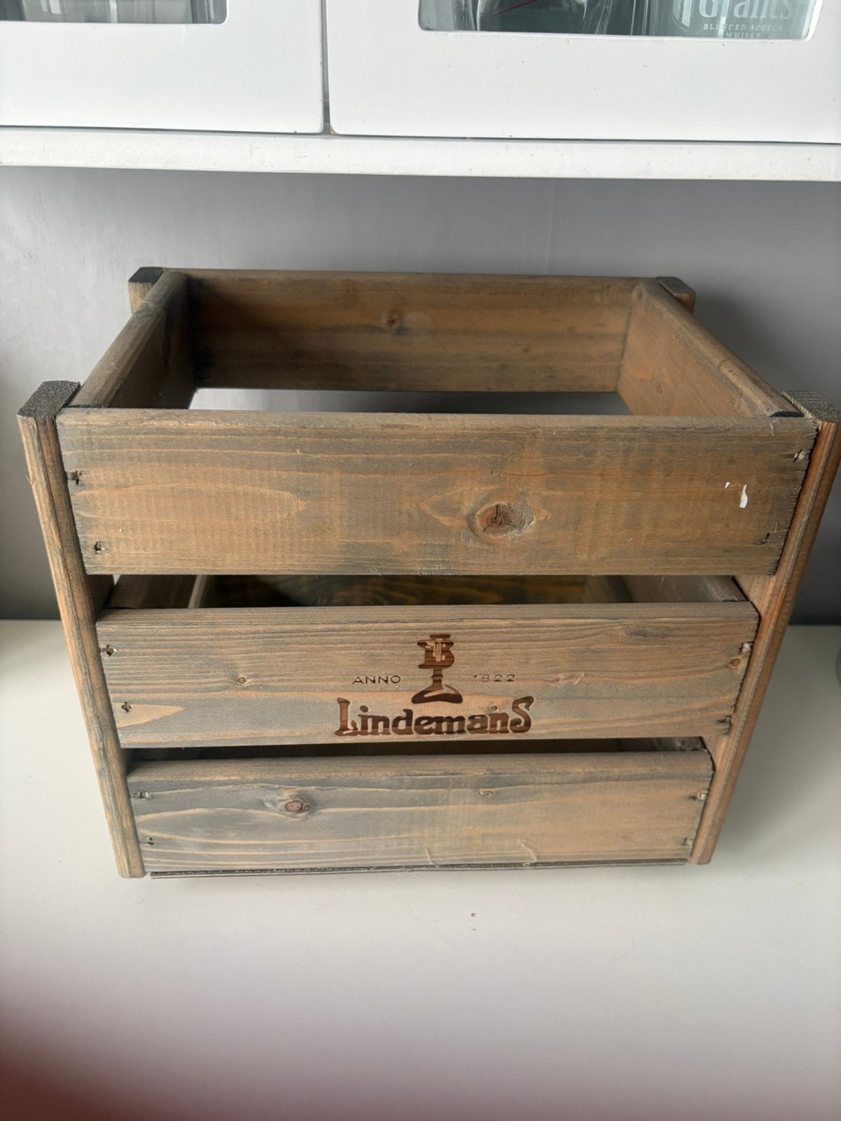 Houten dienblad „LINDEMANS” (30/25/30 cm), Verzamelen, Ophalen of Verzenden, Zo goed als nieuw