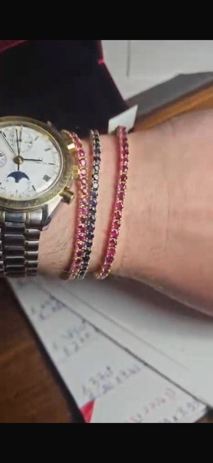 Bracelet tennis or 18k + emeraudes, Enlèvement, Comme neuf, Or, Or