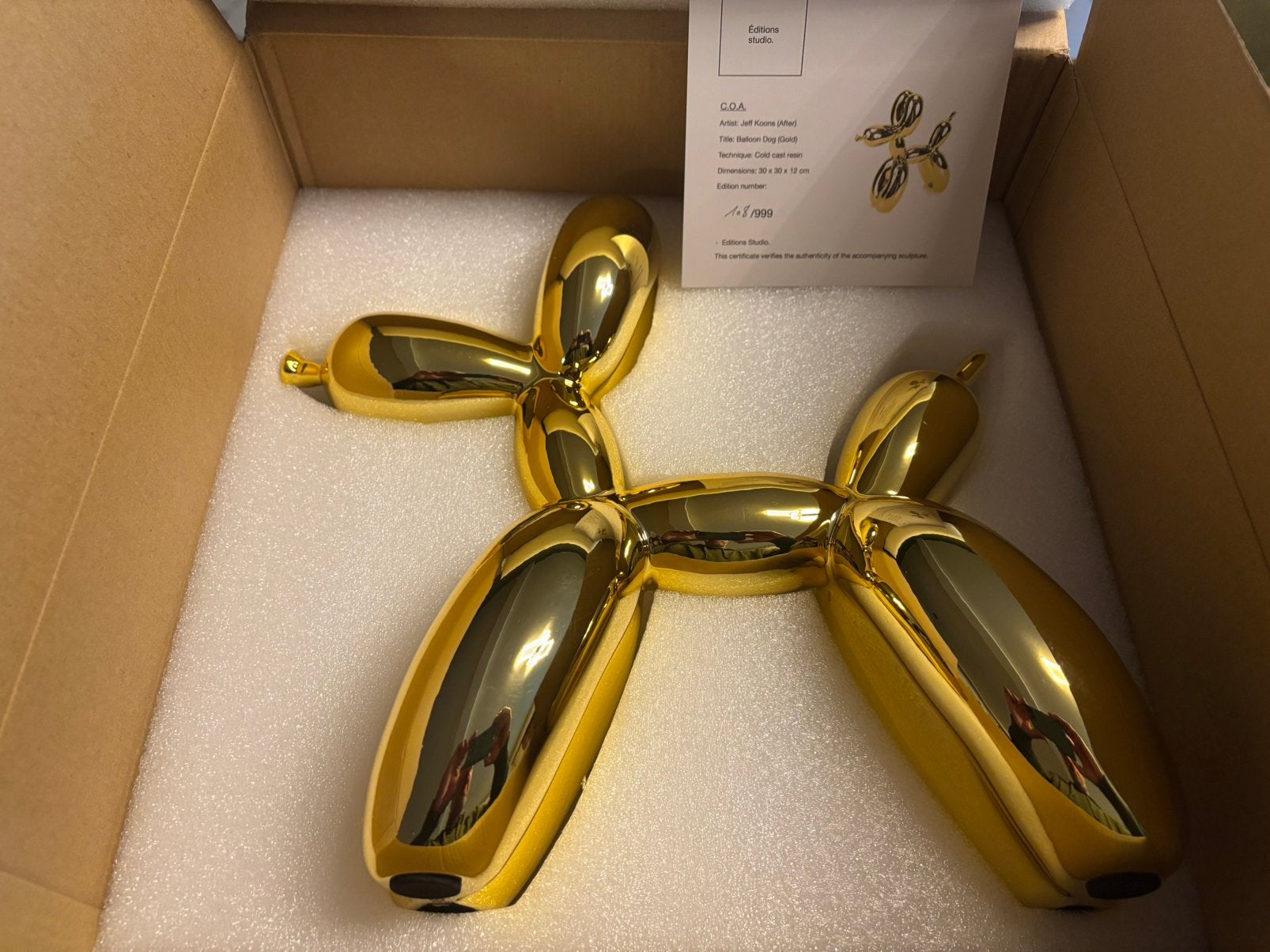 Balloon dog (after) Editions studio jeff koons, Antiquités & Art, Art | Objets design, Jaune, Sculpture, 30 cm, Enlèvement ou Envoi