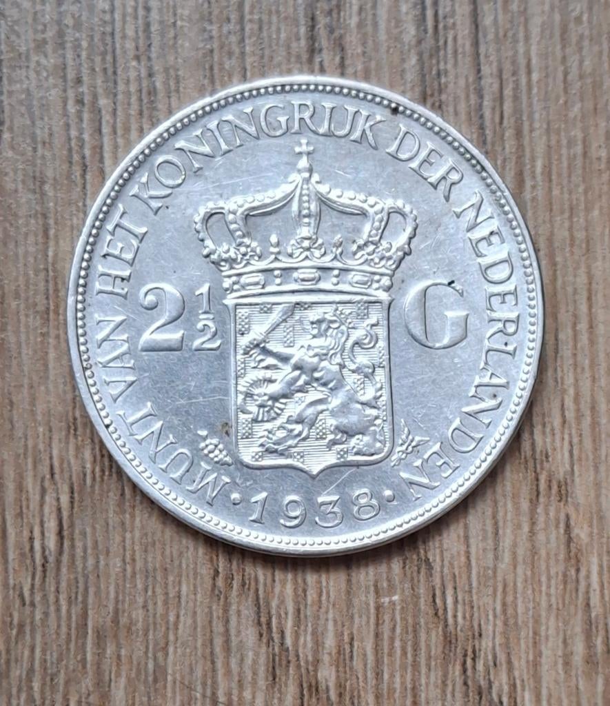 NEDERLANDS PAYS BAS 2,5 gulden silver argent Wilhelmina 1938, Enlèvement ou Envoi, Argent