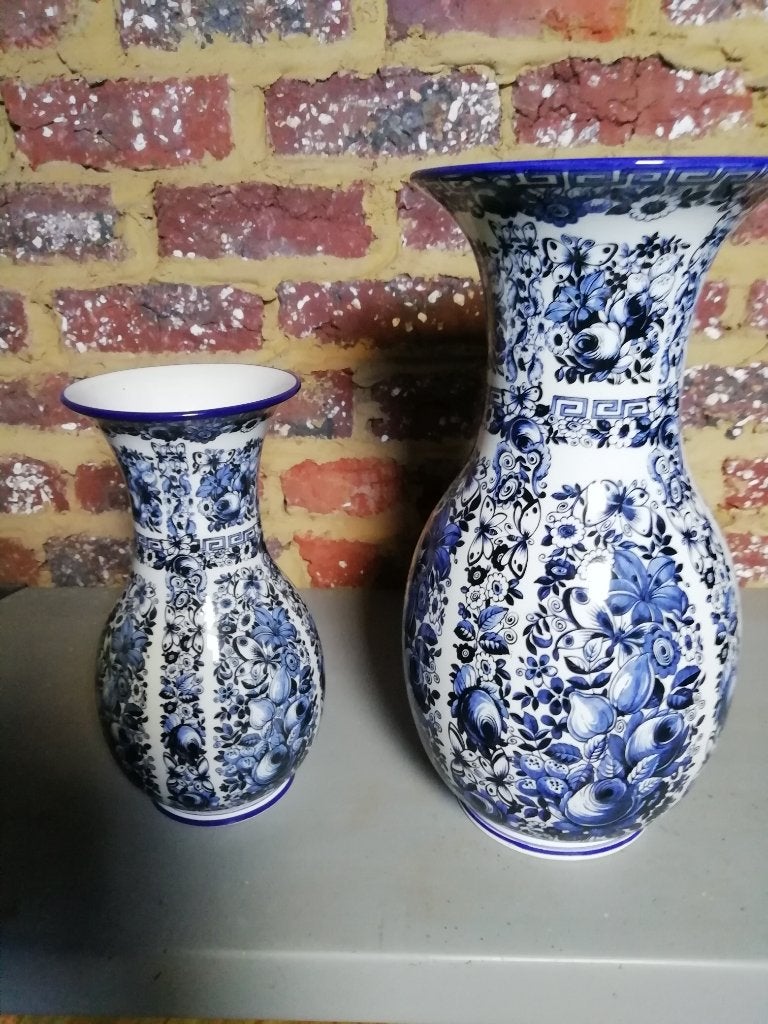 Vazen Delft met bloemenmotief, Ophalen, Zo goed als nieuw, Blauw