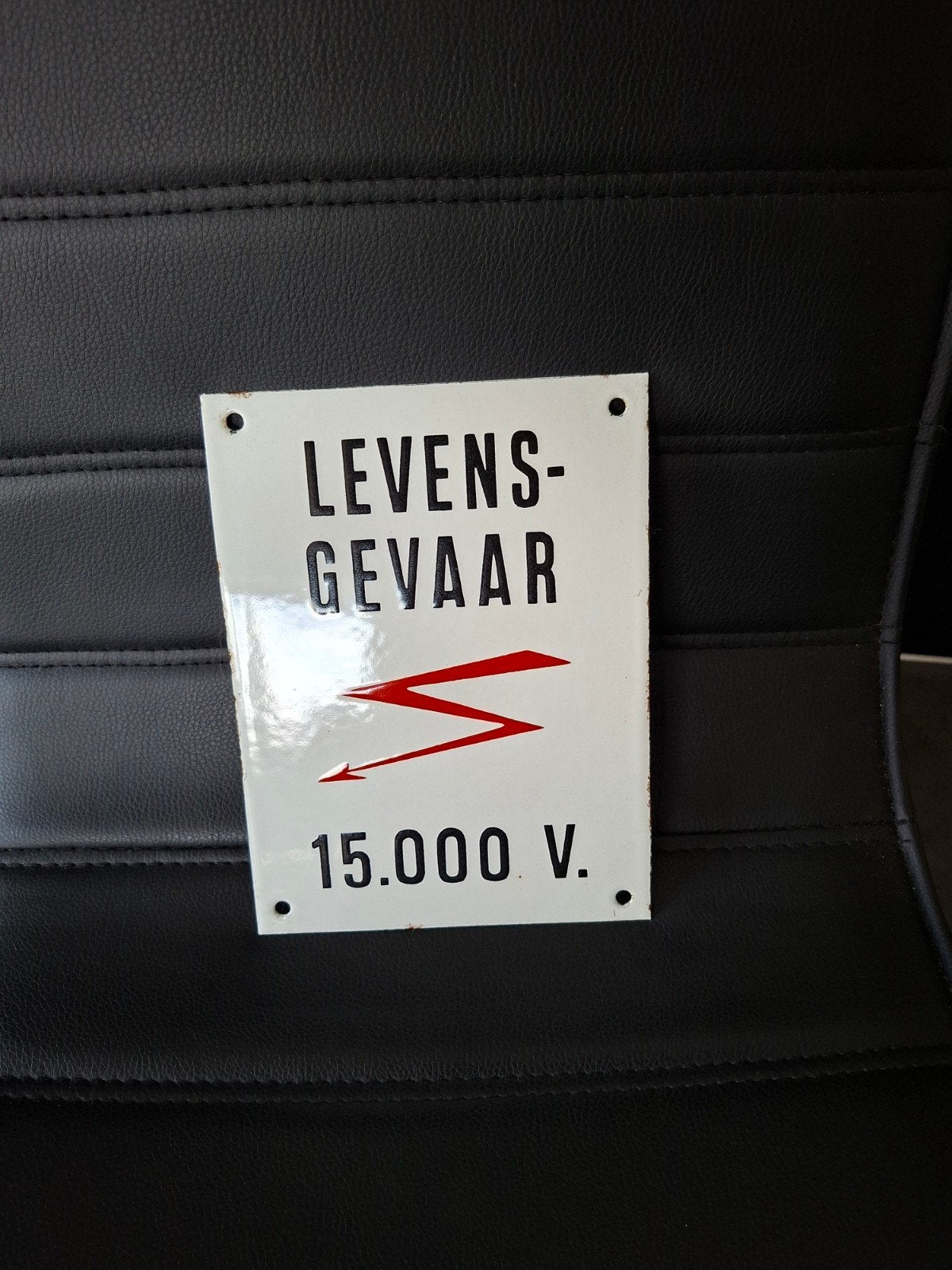 email bord levensgevaar 15.000v  15x20cm, Antiek en Kunst, Ophalen of Verzenden