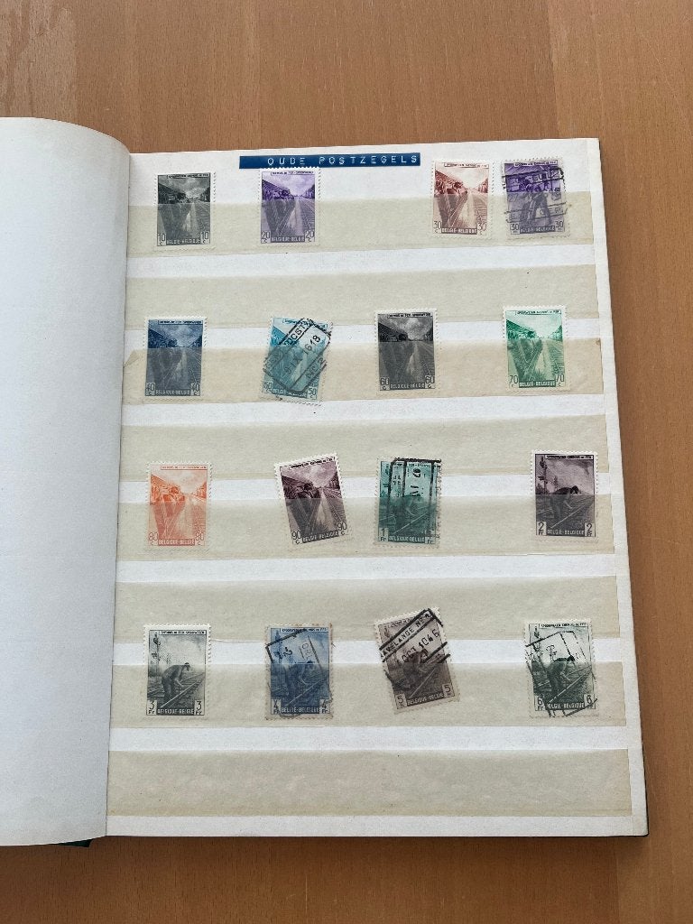 Postzegelalbum België en buitenland, Verzenden, Gestempeld, Treinen