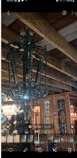 Oude smeedijzeren LAMPEN PLAFONDLAMPEN LANTAARNS, Ophalen, Hout