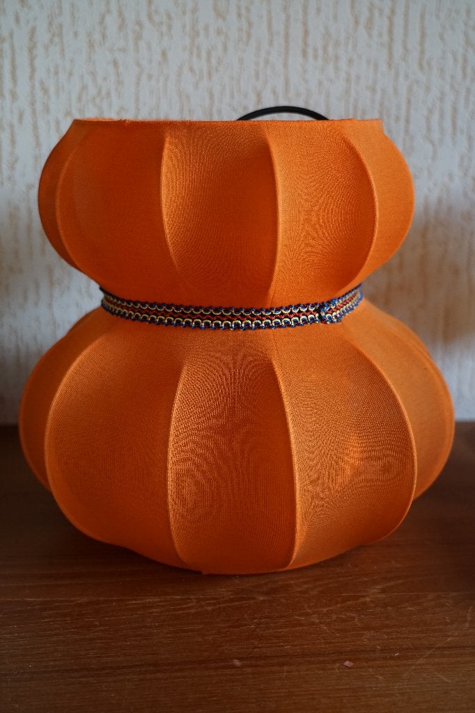 vintage oranje stoffen hanglamp, Ophalen, Gebruikt, Textiel
