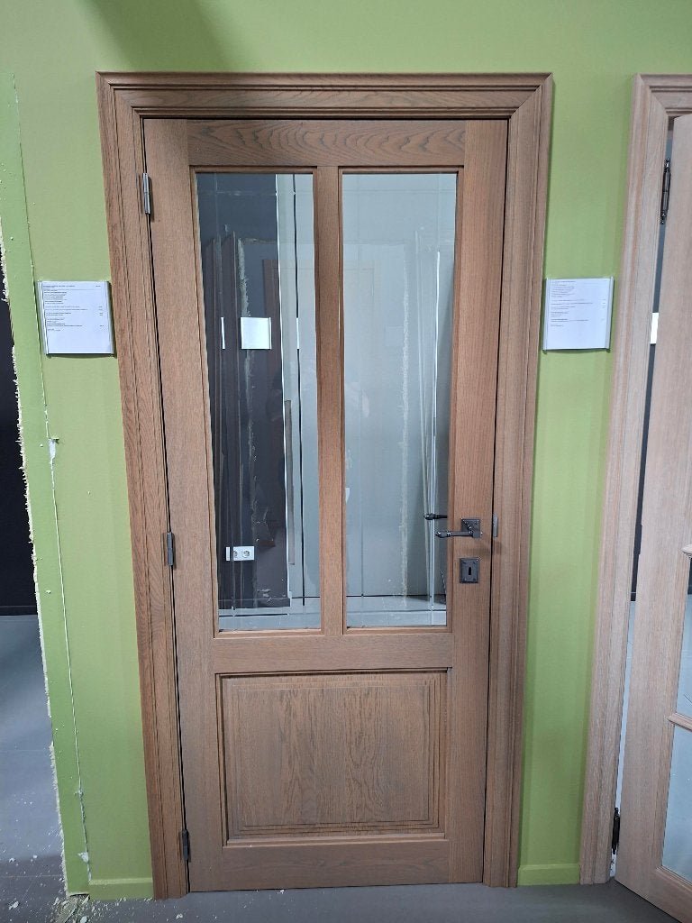 Massief eiken deur met glaswerk, Doe-het-zelf en Bouw, Hout en Planken, Ophalen, Nieuw, Eiken