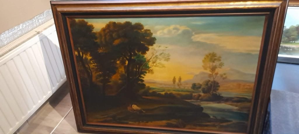 antiek schilderij, Enlèvement, Peint à la main, Animaux