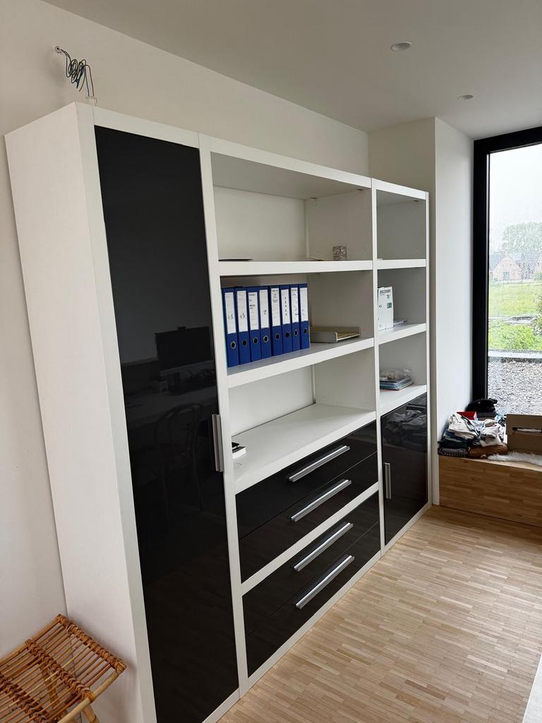 Moderne bureaukast / wandkast hoogglans met laden, Huis en Inrichting, Ophalen, Zo goed als nieuw