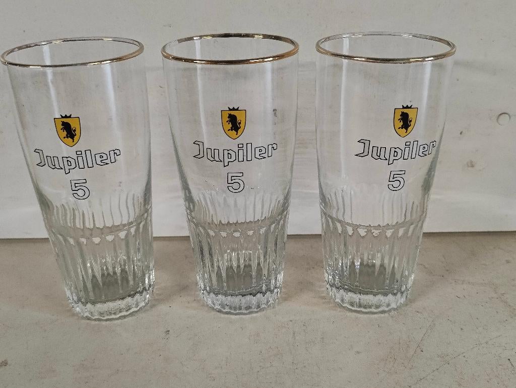 Lot van 3 Jupiler 5 glazen - 25 cl, Ophalen of Verzenden, Zo goed als nieuw