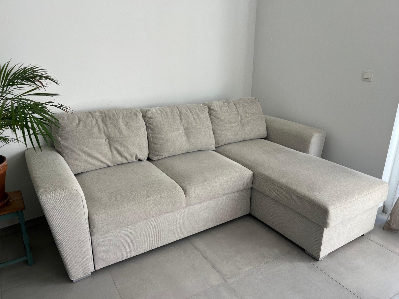 Canapé convertible JYSK VEJLBY 3 places avec méridienne, col, Enlèvement, Comme neuf, Tissus, Jysk, ikea