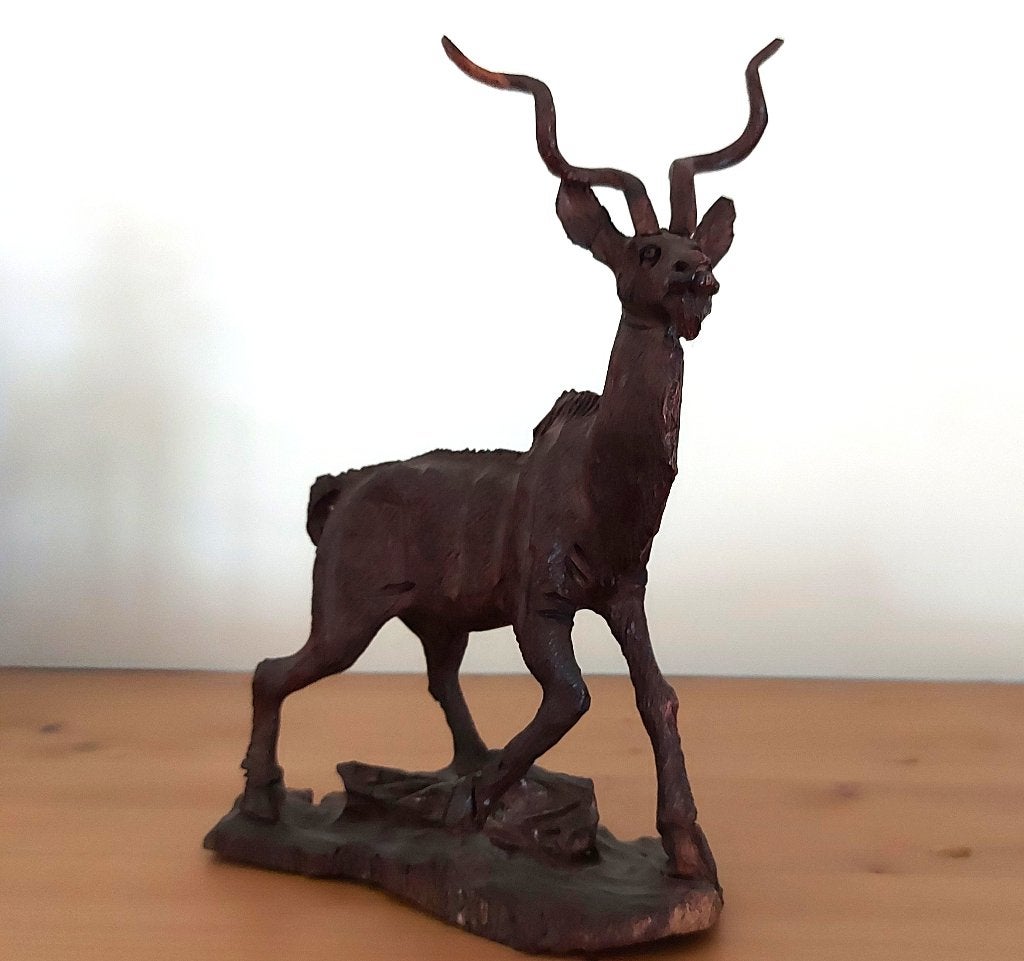 Houten Koudou-figuur, Antiek en Kunst, Kunst | Niet-Westerse kunst, Bruin, Afrika, Houtsnijwerk, Ophalen