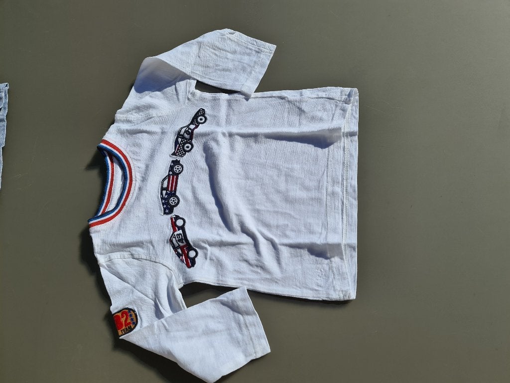 wit t-shirt, longsleef met auto, Next, 92, Ophalen, Zo goed als nieuw