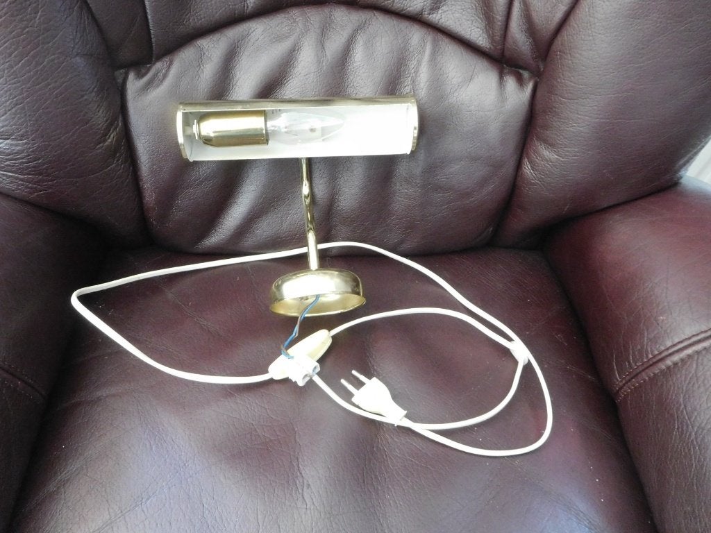 LAMPE MURALE  ANCIENNE EN LAITON DORE - E14 - AVEC AMPOULE, Gebruikt, Gloeilamp, E14 (klein), Met schakelaar