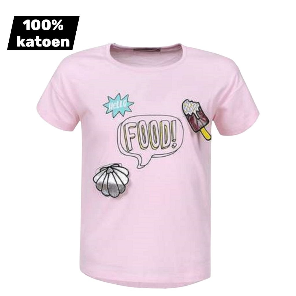 T-shirt 100% katoen roze hello food 158, Kinderen en Baby's, Ophalen of Verzenden, Nieuw, Meisje, Shirt of Longsleeve