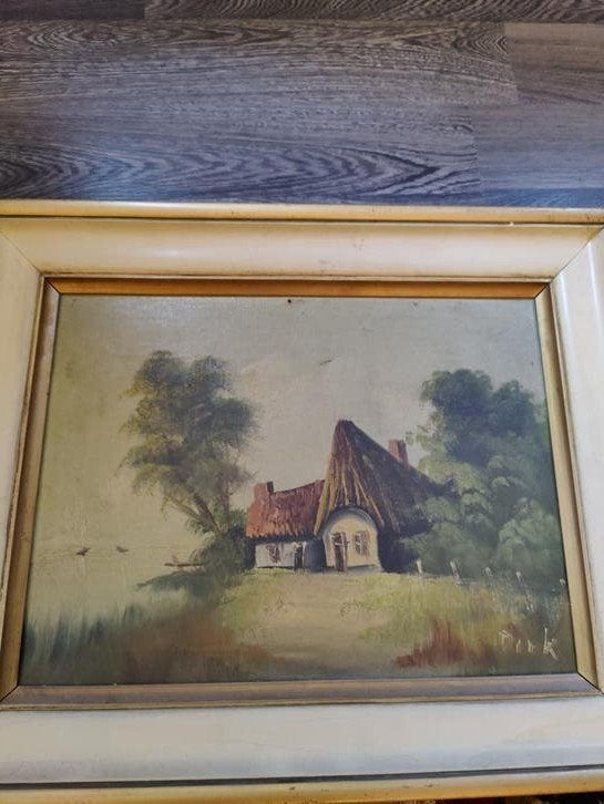 Peinture huile " Dirk baksteen", Enlèvement, Aquarelle, Paysage, Toile