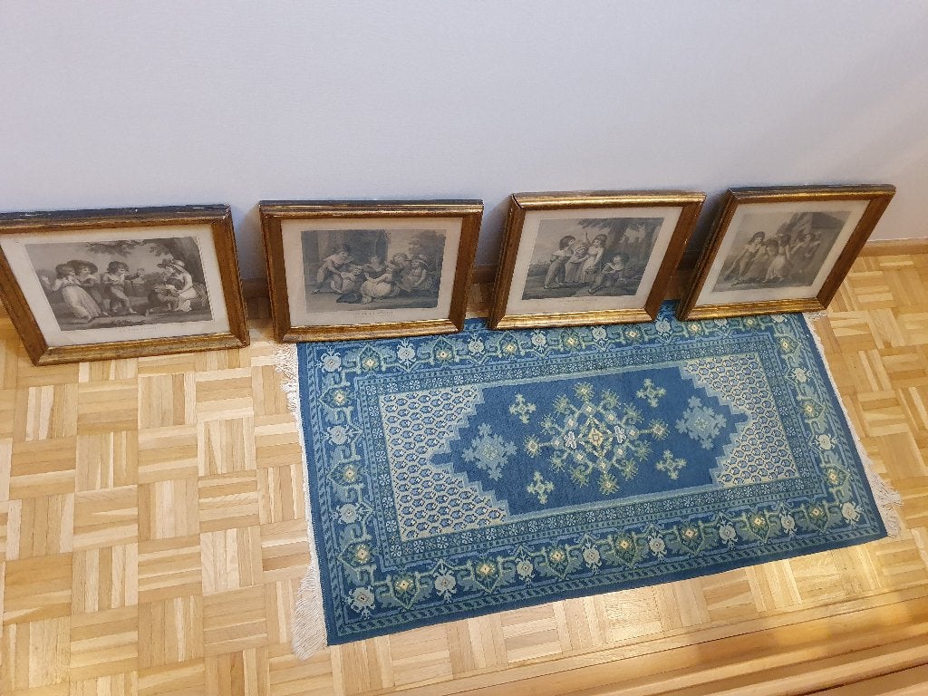 Série complète de 4 gravures françaises anciennes, Gravure, Enlèvement, Vie quotidienne, 45 cm