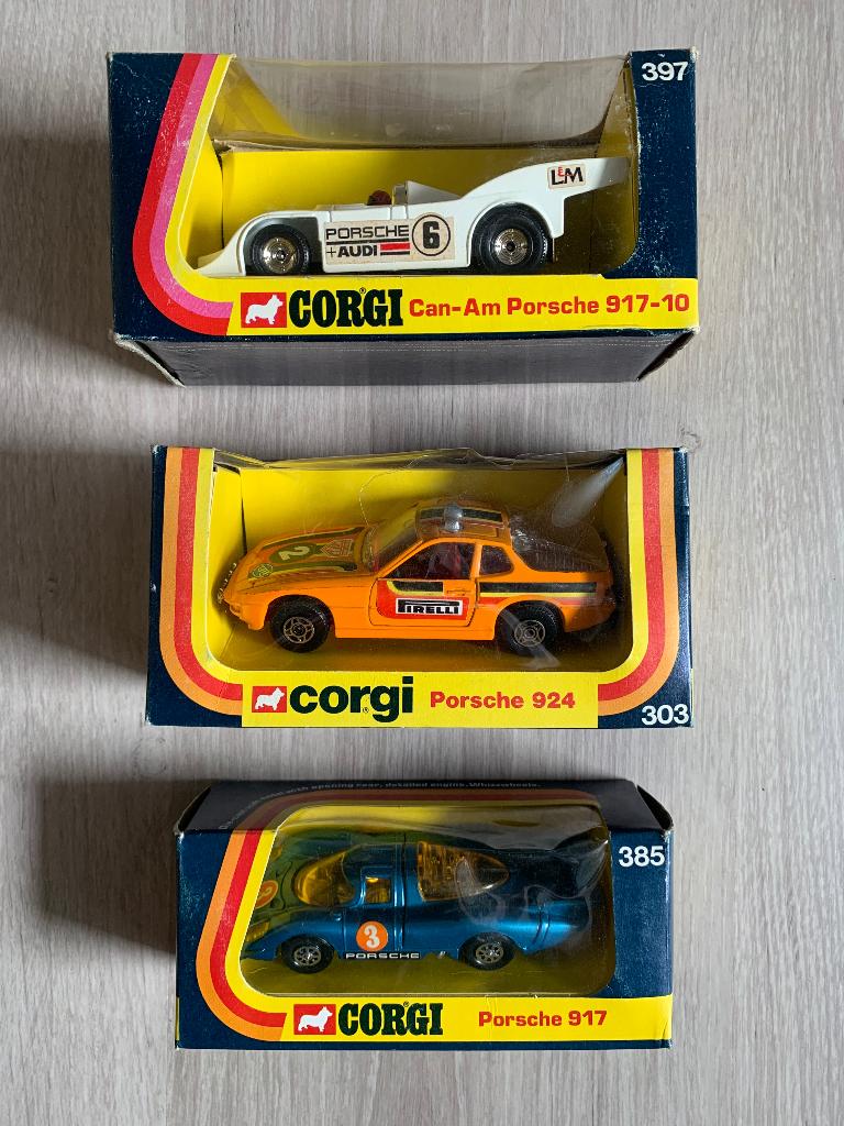 3 x Corgi Porsche speelgoedauto / modelauto, Hobby en Vrije tijd, Ophalen, Zo goed als nieuw, Auto