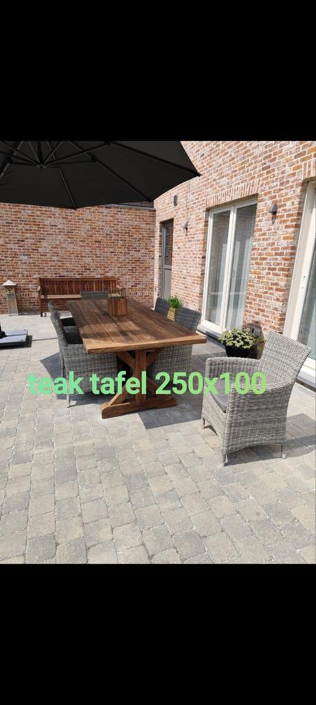 Teak tafel 250cmx100cm. Prima staat., Ophalen