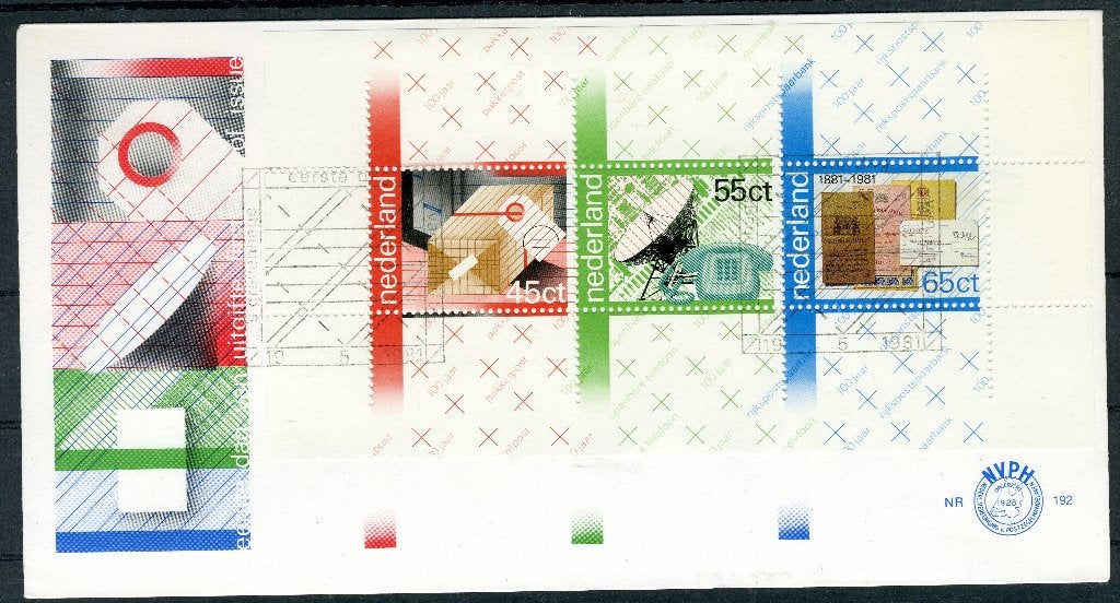 NEDERLAND E192a FDC 1981 - Blok 100 jaar P.T.T. diensten, Verzenden, Na 1940, Gestempeld