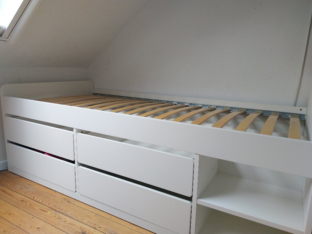 Wit eenpersoonsbed Ikea, 90 cm, Comme neuf, Enlèvement, 200 cm