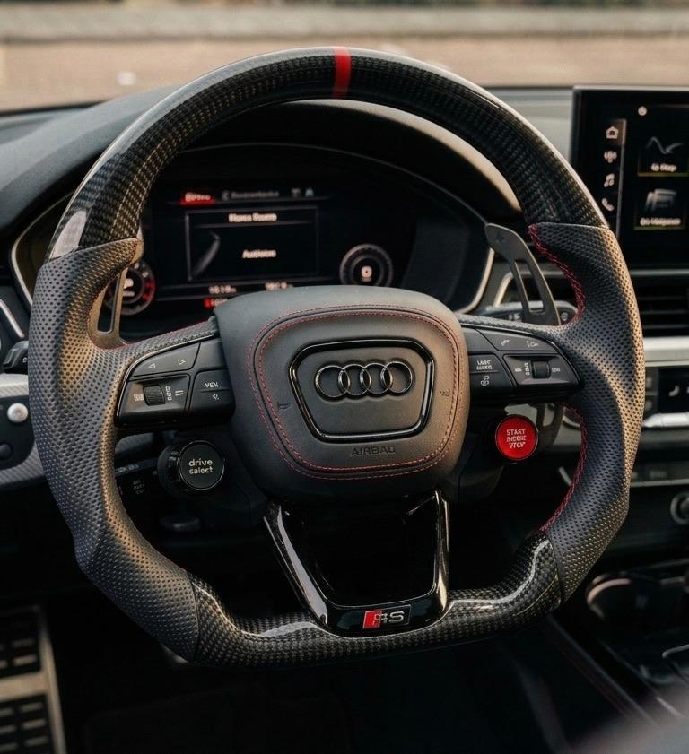 Volant Audi en carbone S RS Complete Upgrade en cuir rouge, Autos : Pièces & Accessoires, Commande, Audi, Neuf, Enlèvement ou Envoi