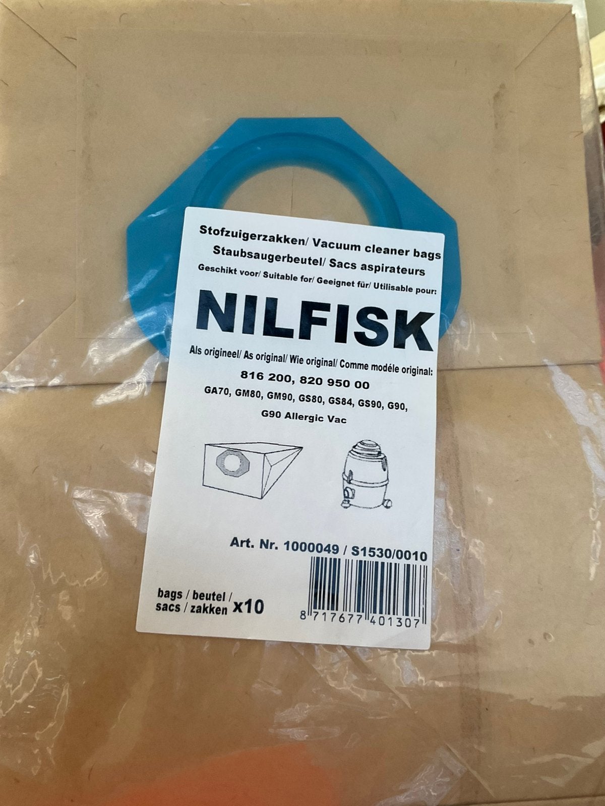 Nilfisk 8 stofzuigerzakken 816 200. - 820 950 00, Ophalen of Verzenden, Nieuw, Industriële stofzuiger